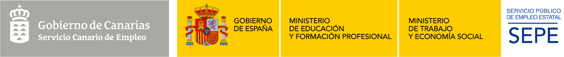 Gobierno de Canarias SCE, Gobierno de España, Ministerio de Educación, Ministerio de Trabajo, SEPE